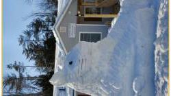 在井点兽医门前用雪做的巨型猫.